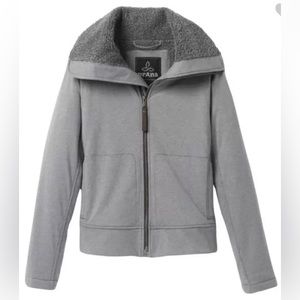 Prana Xina sherpa fleece lined zip up gray sweater XS